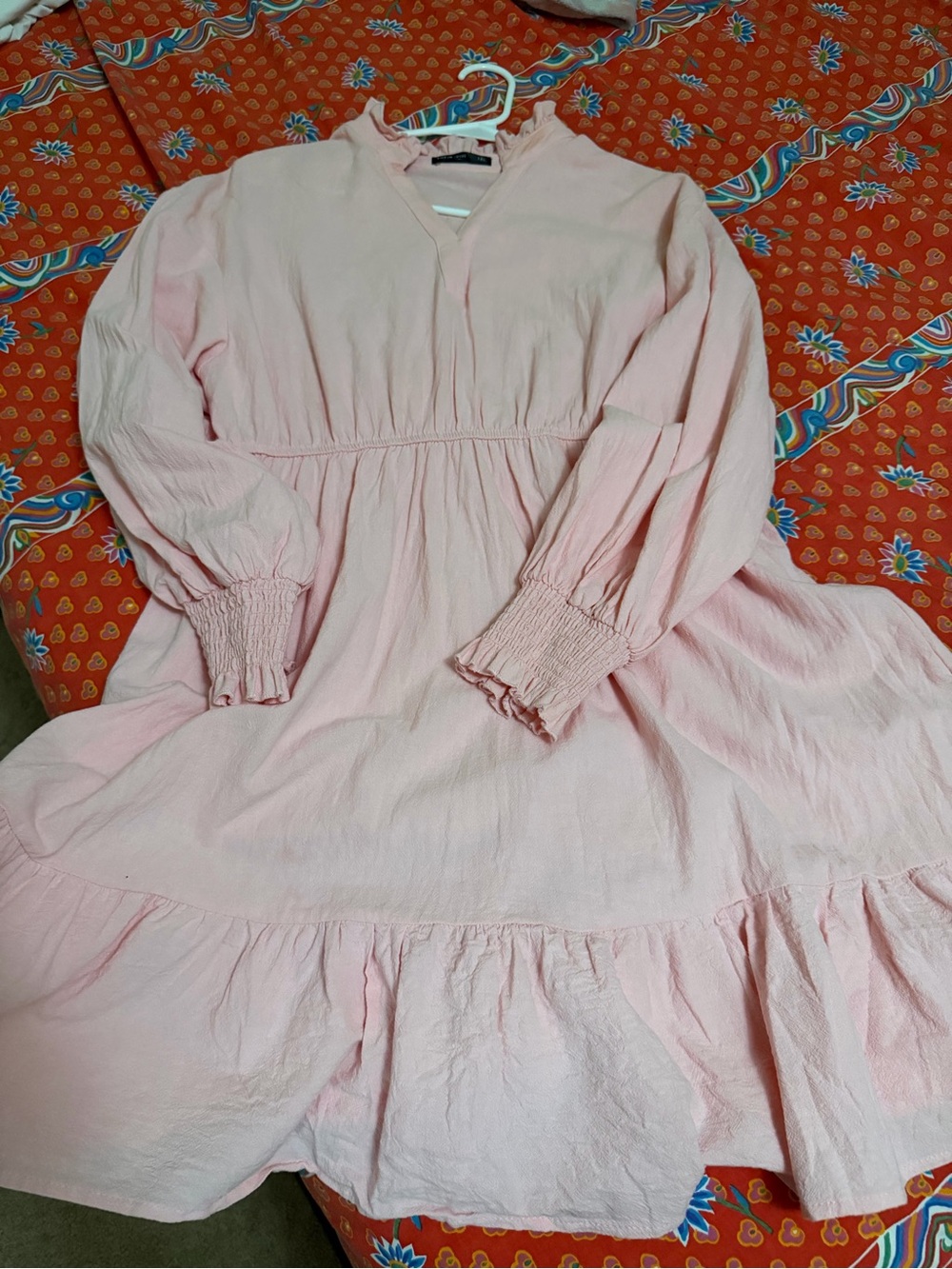 Light Pink Long Sleeve Smock Dress size XL